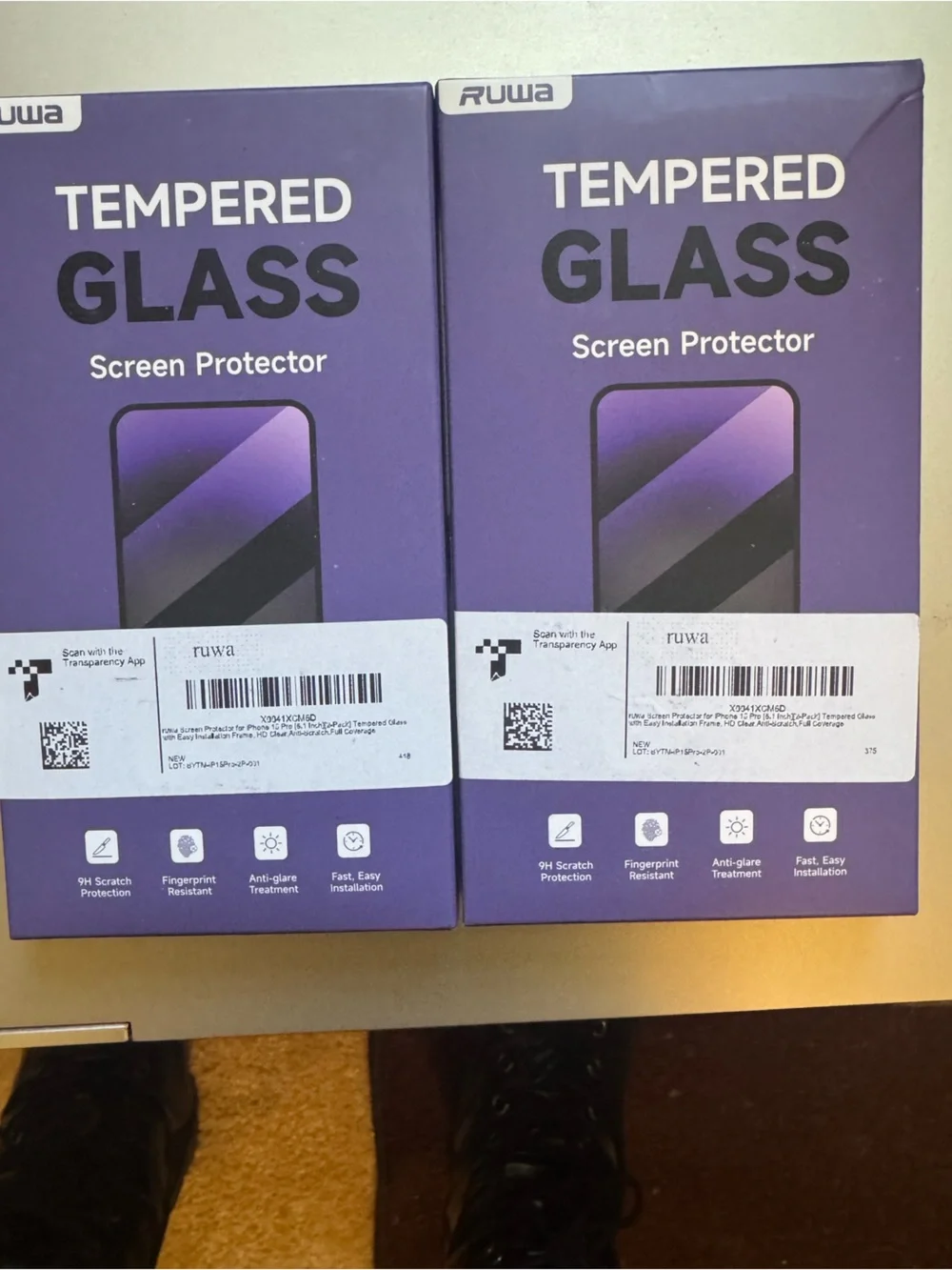 Purple Tempered Glass Screen Protector - Pack of 2